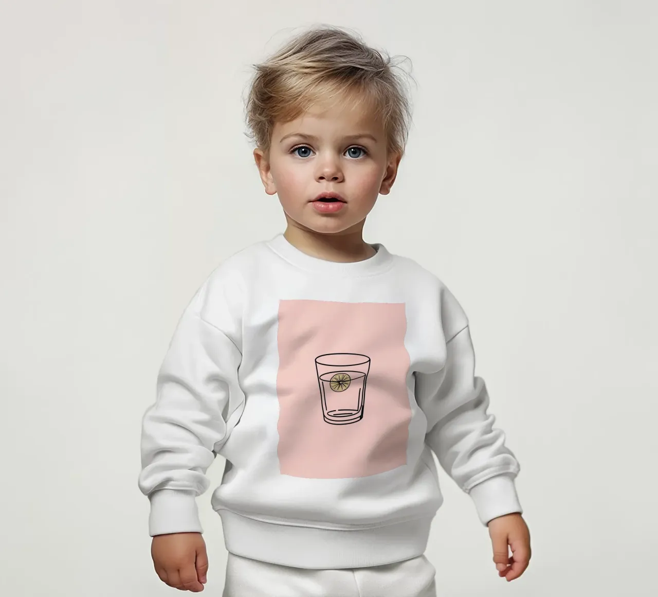 Bevanda rinfrescante in un bicchiere trasparente con una fetta di limone felpa neonato da DesignDoodle