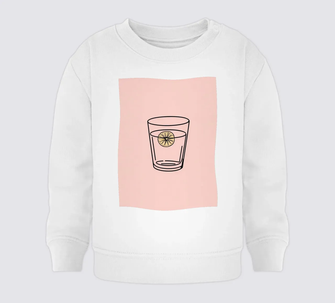 Bevanda rinfrescante in un bicchiere trasparente con una fetta di limone felpa neonato da DesignDoodle