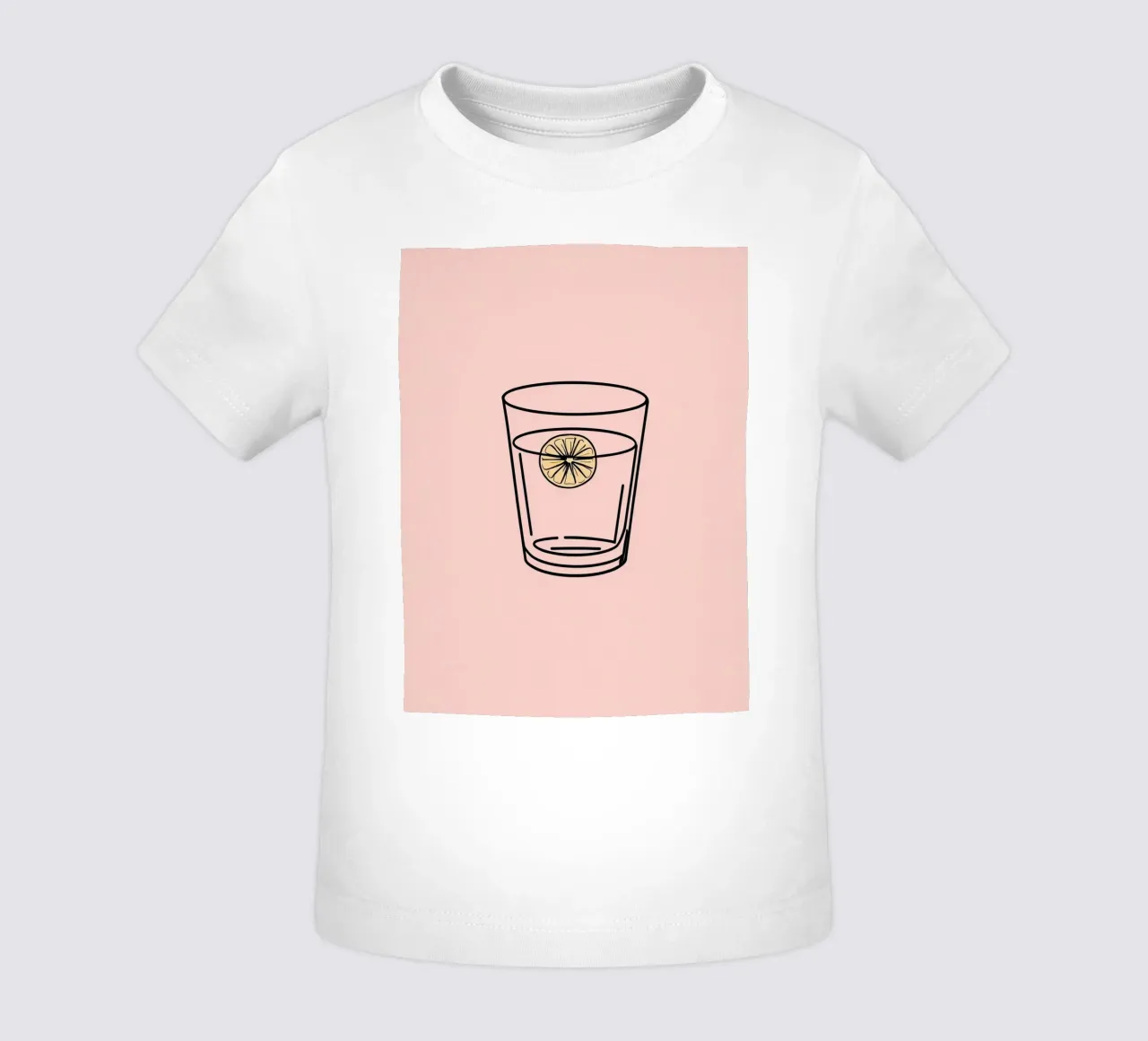 Refreshing drink in a clear glass with a slice of lemon baby t-shirt by DesignDoodle