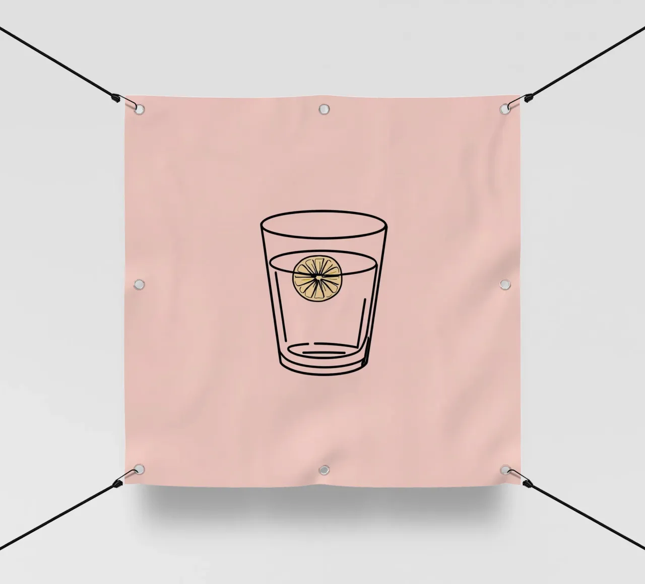 Bevanda rinfrescante in un bicchiere trasparente con una fetta di limone telo in pvc da DesignDoodle