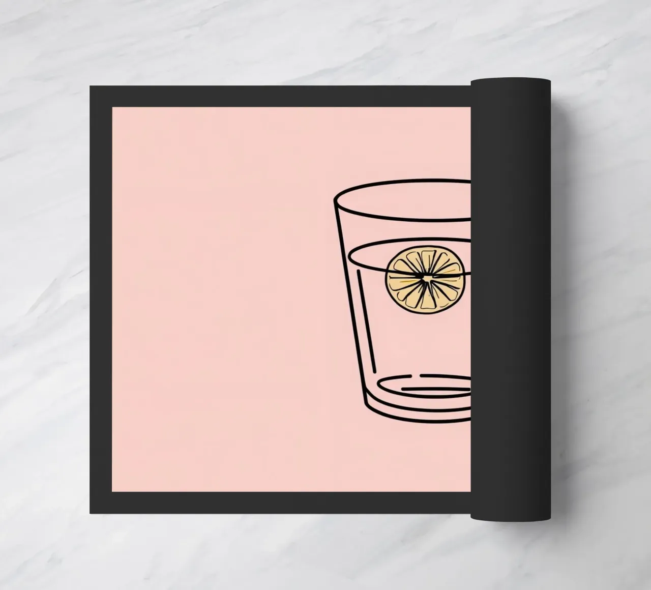 Refreshing drink in a clear glass with a slice of lemon doormat by DesignDoodle