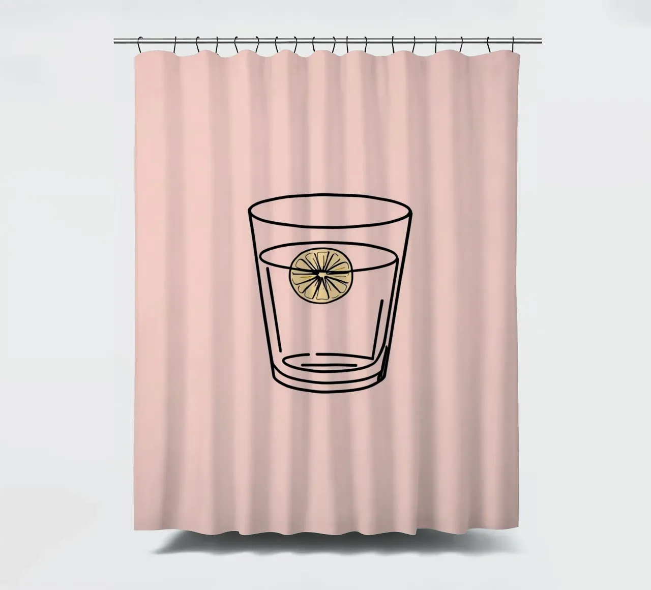Bevanda rinfrescante in un bicchiere trasparente con una fetta di limone tenda da doccia da DesignDoodle