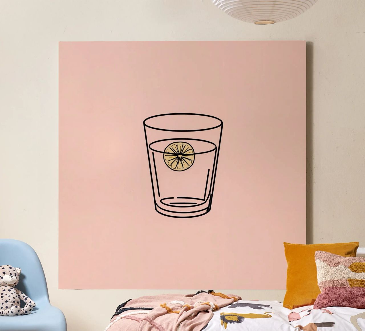 Bevanda rinfrescante in un bicchiere trasparente con una fetta di limone tela da DesignDoodle