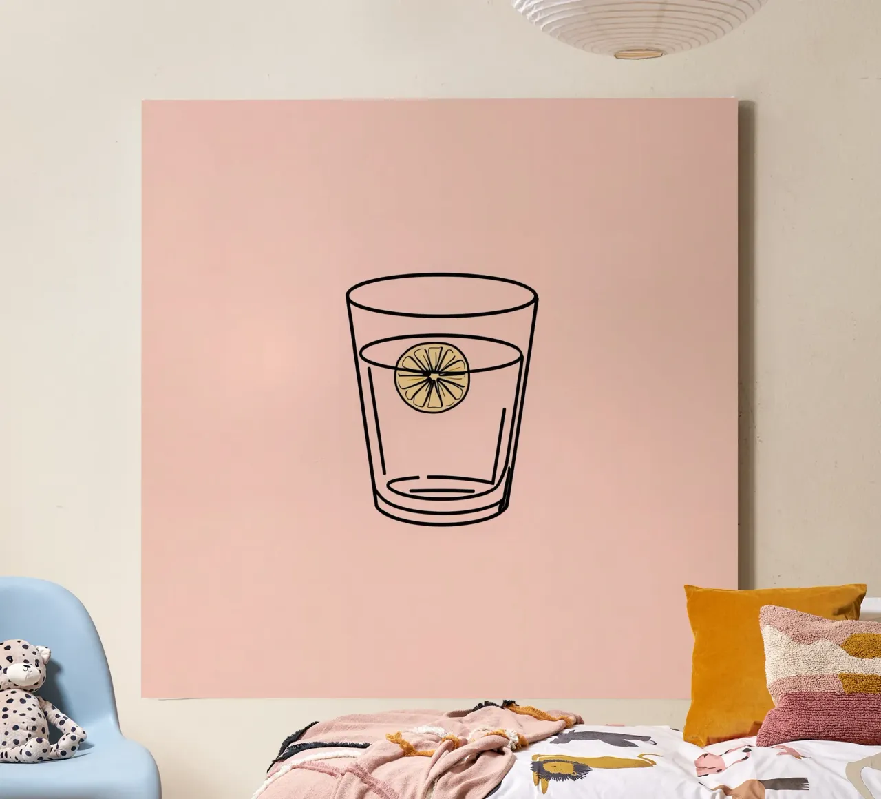Bevanda rinfrescante in un bicchiere trasparente con una fetta di limone tela da DesignDoodle
