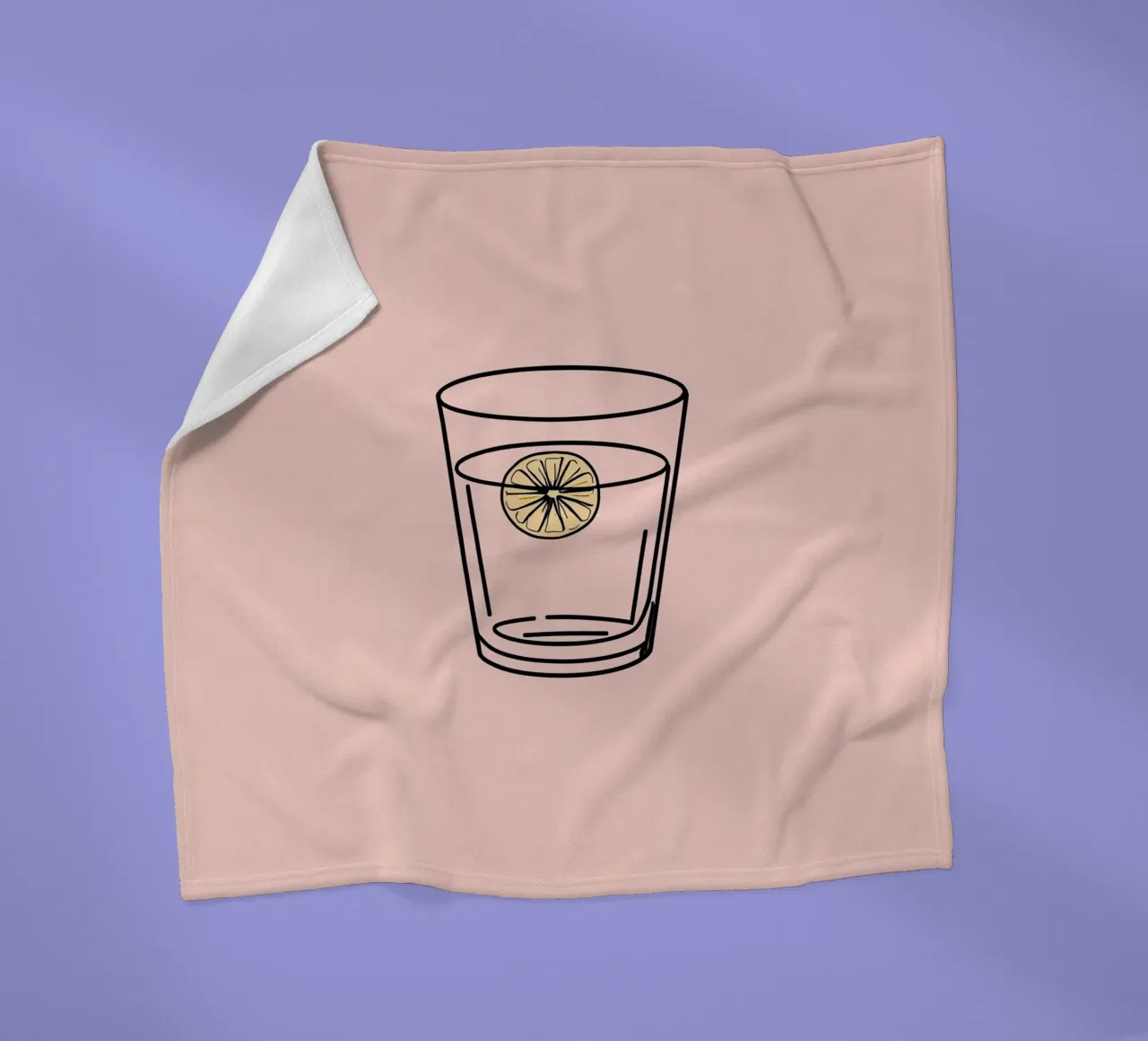 Refreshing drink in a clear glass with a slice of lemon fleece blanket by DesignDoodle