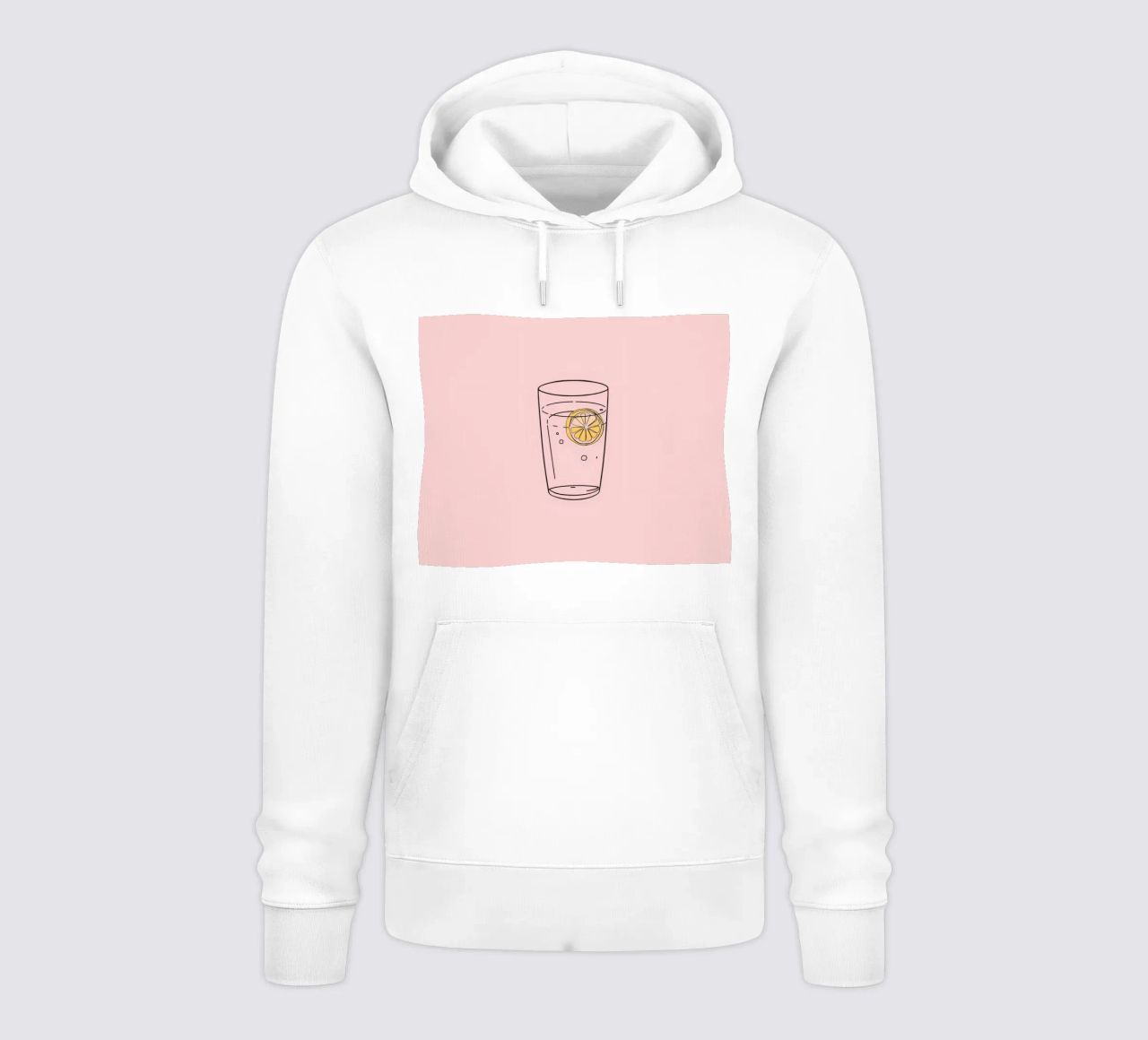 Bevanda rinfrescante servita in un bicchiere trasparente con fetta di limone felpa con cappuccio da DesignDoodle
