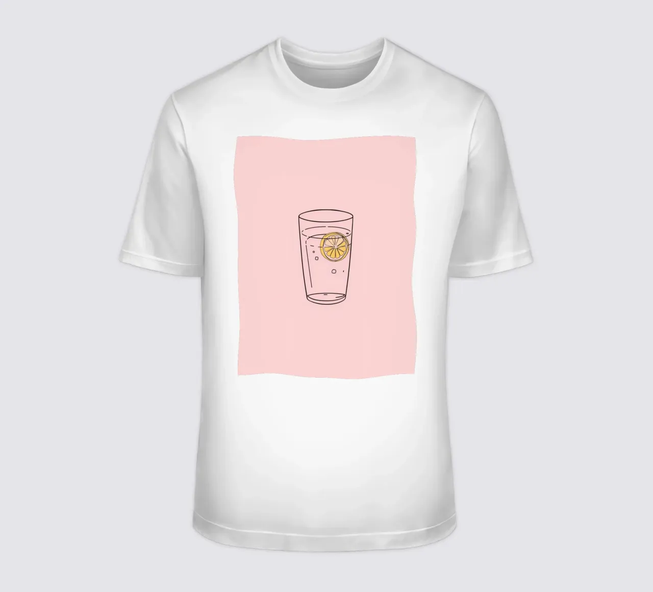 Bevanda rinfrescante servita in un bicchiere trasparente con fetta di limone t-shirt da DesignDoodle