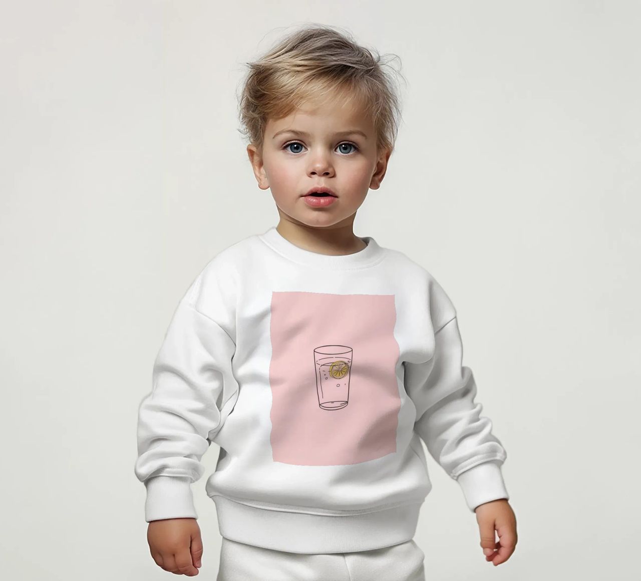 Bevanda rinfrescante servita in un bicchiere trasparente con fetta di limone felpa neonato da DesignDoodle