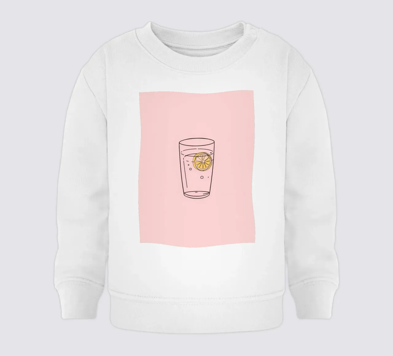 Bevanda rinfrescante servita in un bicchiere trasparente con fetta di limone felpa neonato da DesignDoodle