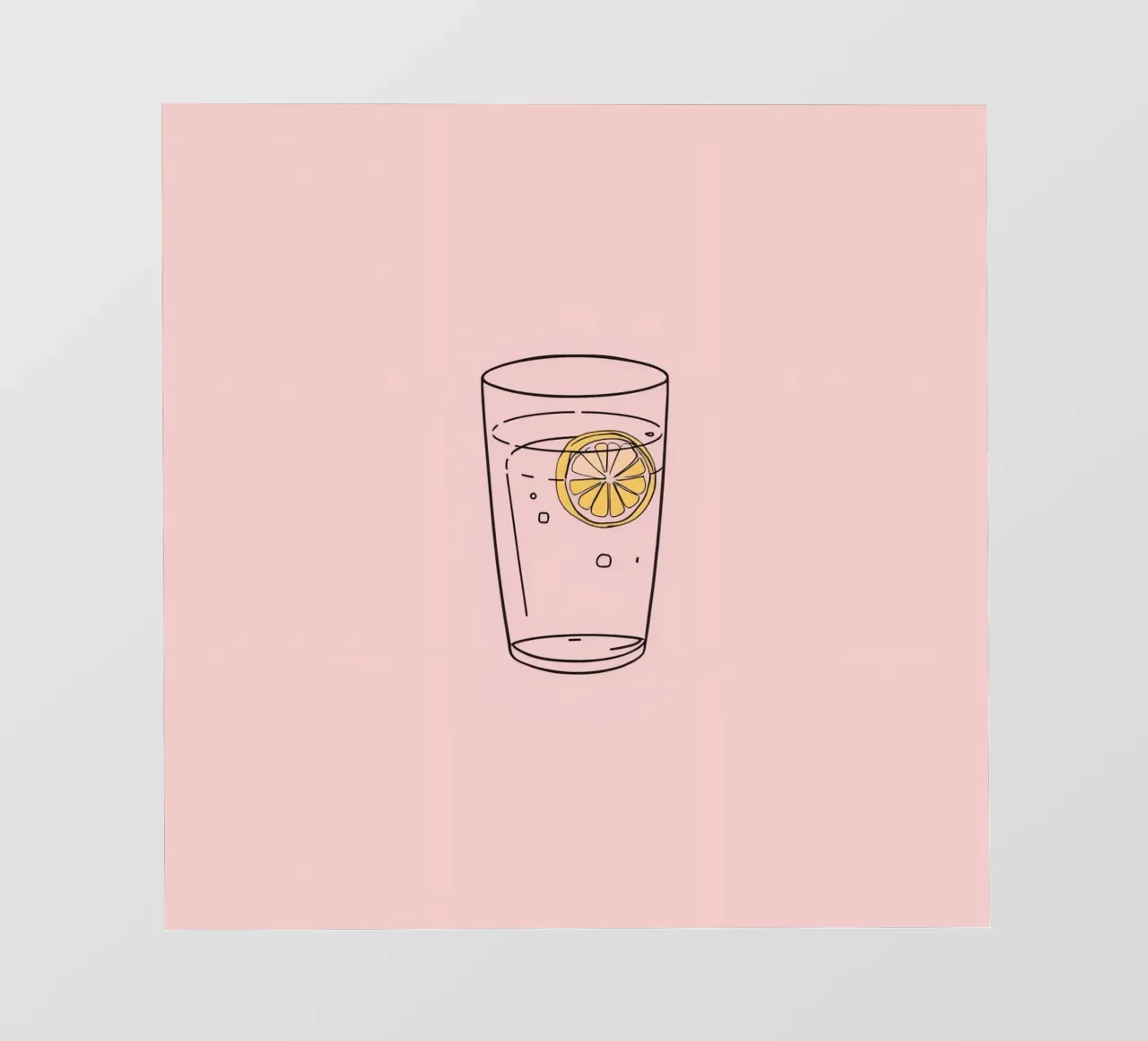 Bevanda rinfrescante servita in un bicchiere trasparente con fetta di limone telo in pvc da DesignDoodle