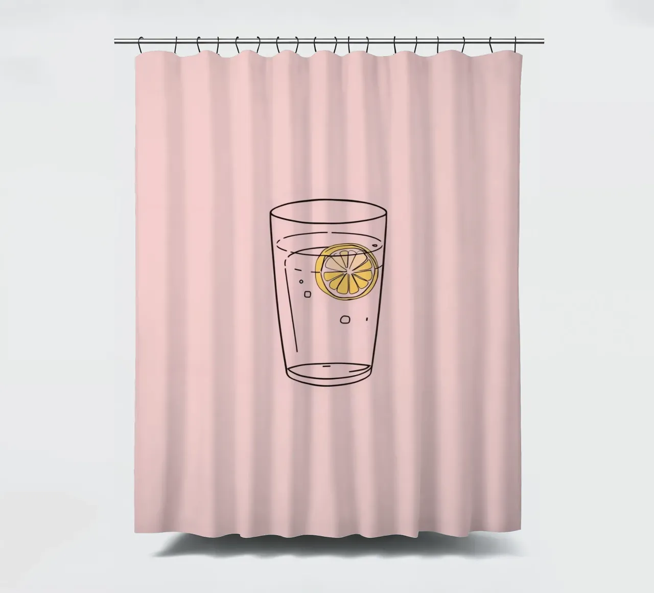 Bevanda rinfrescante servita in un bicchiere trasparente con fetta di limone tenda da doccia da DesignDoodle