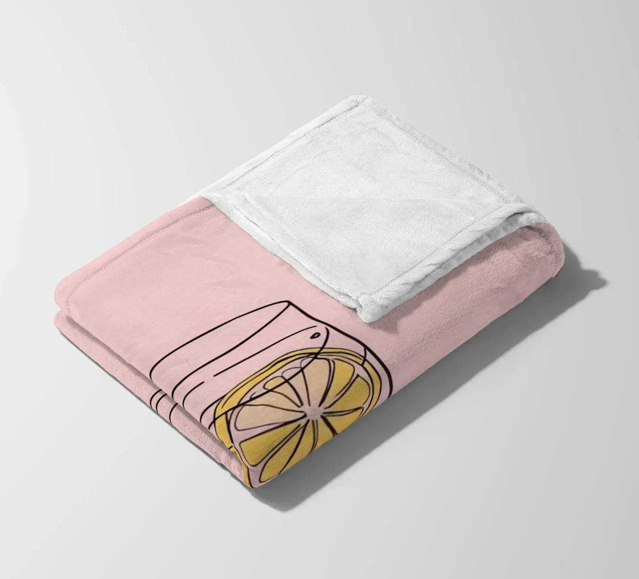 Bevanda rinfrescante servita in un bicchiere trasparente con fetta di limone coperta in pile da DesignDoodle