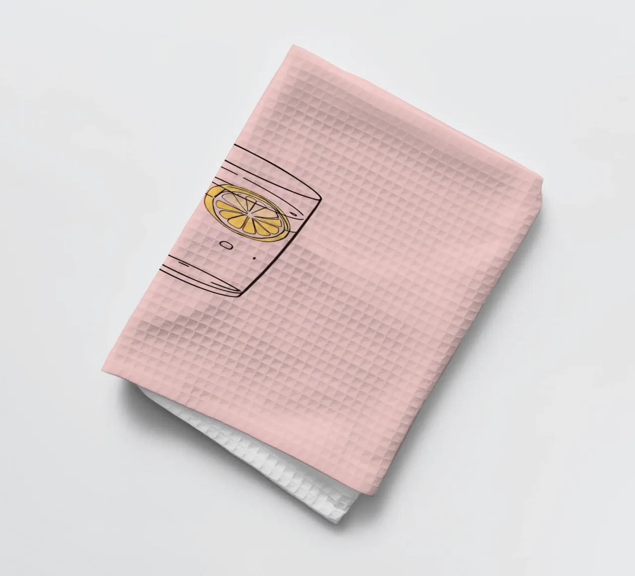 Bevanda rinfrescante servita in un bicchiere trasparente con fetta di limone canovaccio da cucina da DesignDoodle