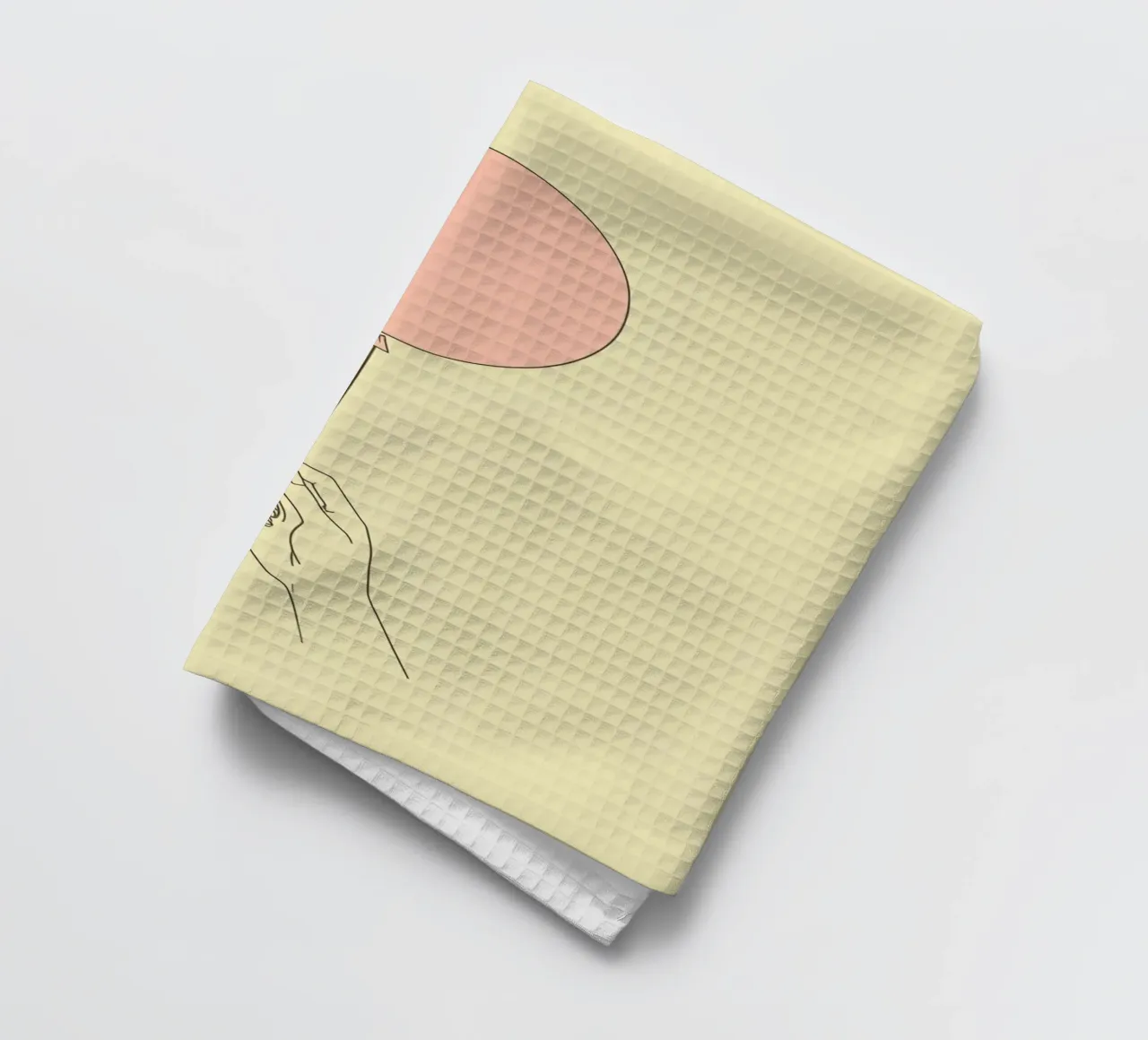 Main tenant un ballon rose sur fond d'art jaune doux torchon de DesignDoodle