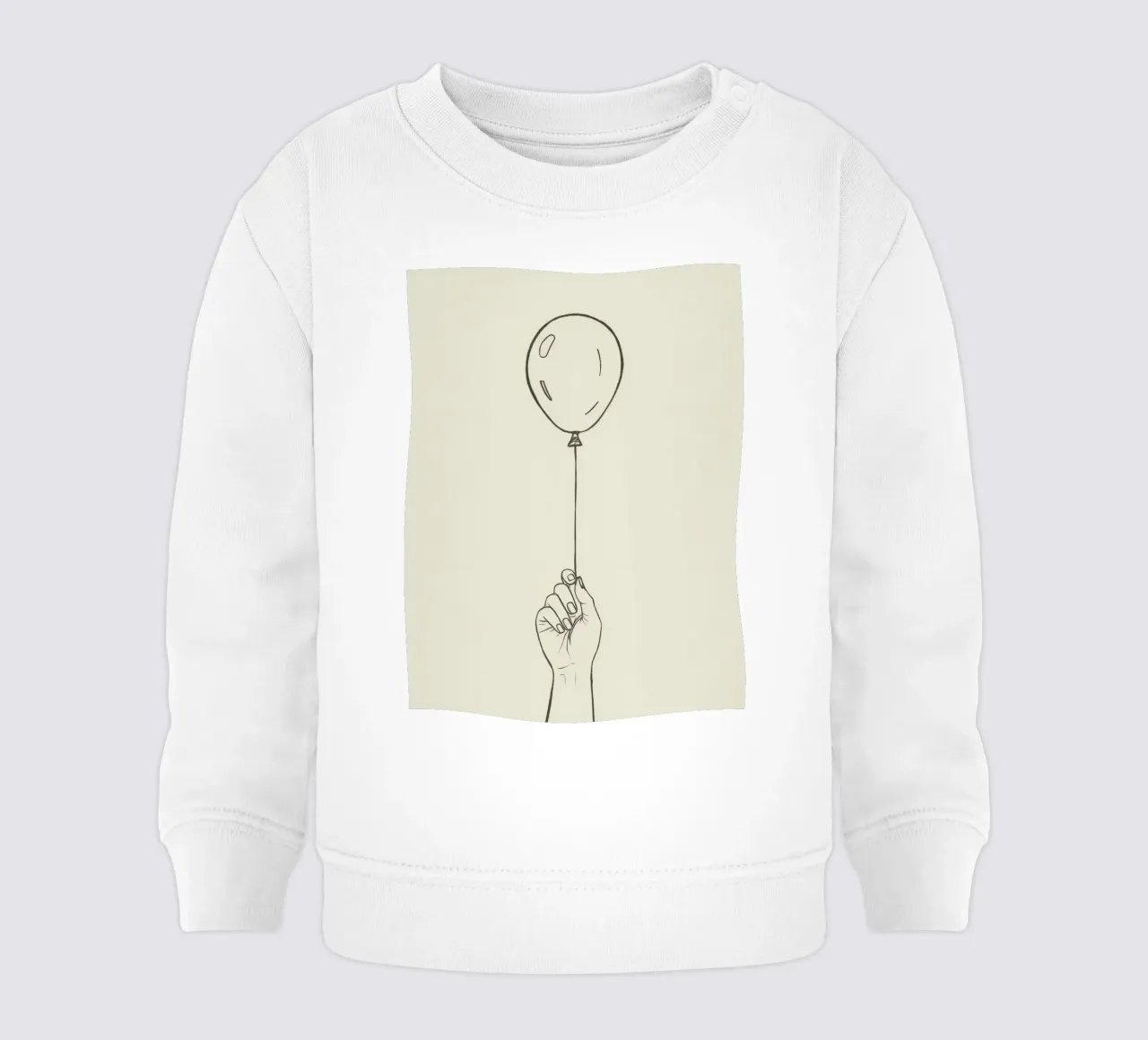 Mano che regge un palloncino in stile artistico minimalista felpa neonato da DesignDoodle
