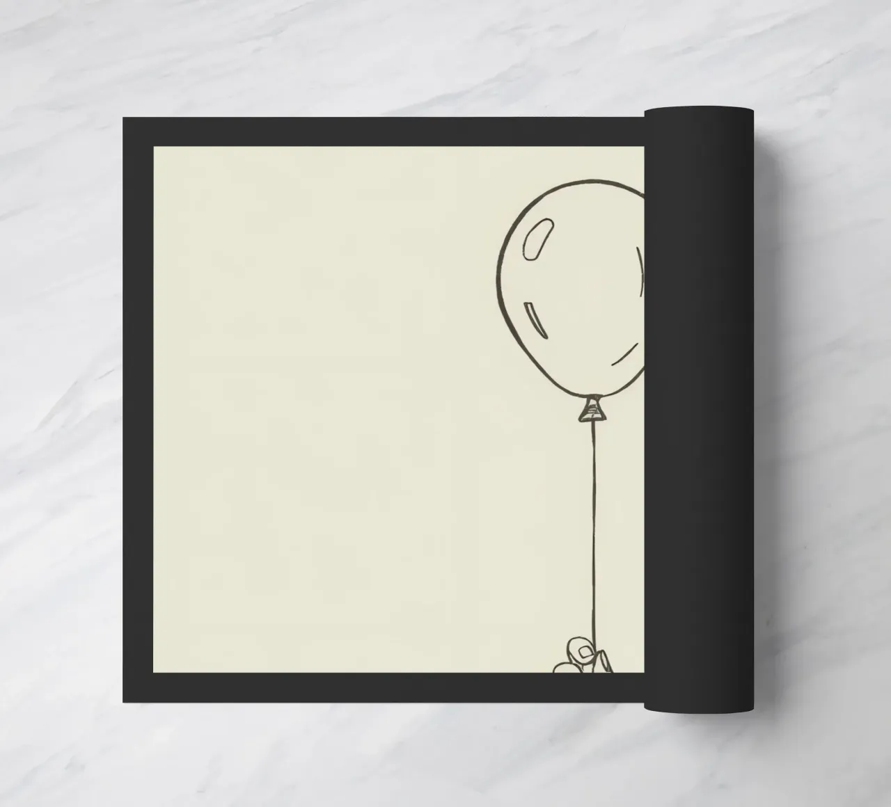 Mano che regge un palloncino in stile artistico minimalista zerbino da DesignDoodle