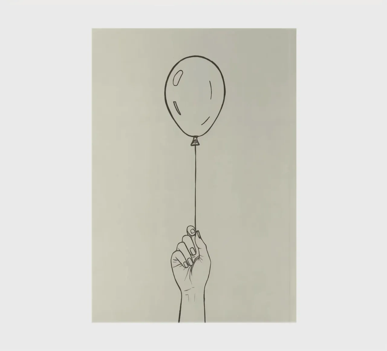 Hand holding a balloon in a minimalistic artistic style notebook by DesignDoodle