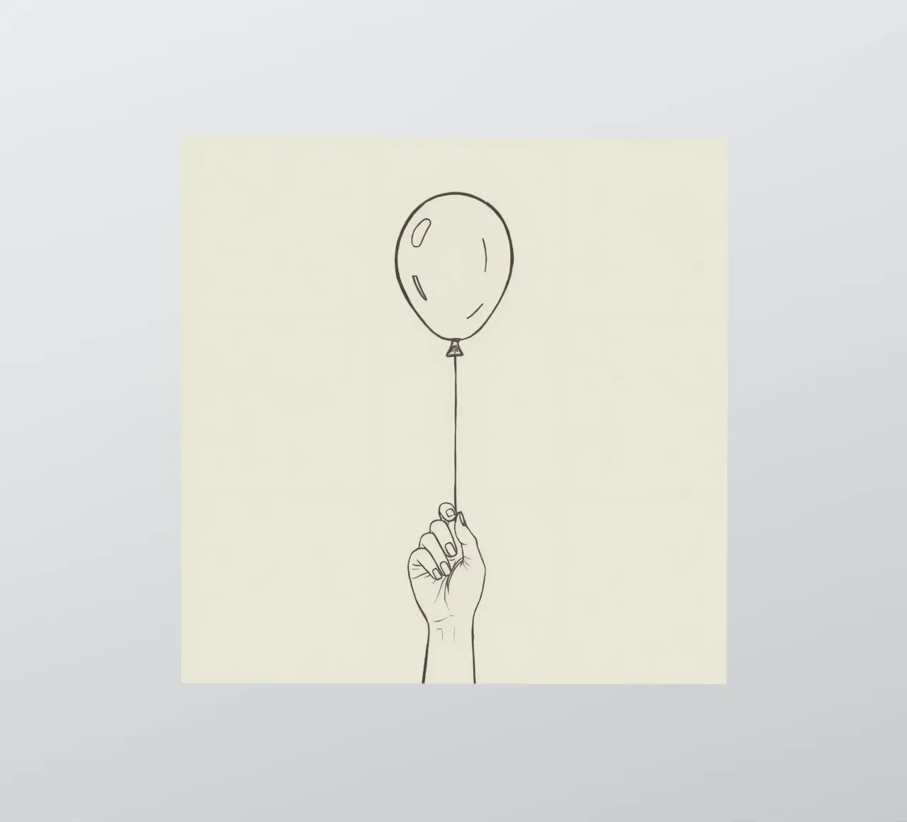 Mano sosteniendo un globo en estilo artístico minimalista pegatina de DesignDoodle