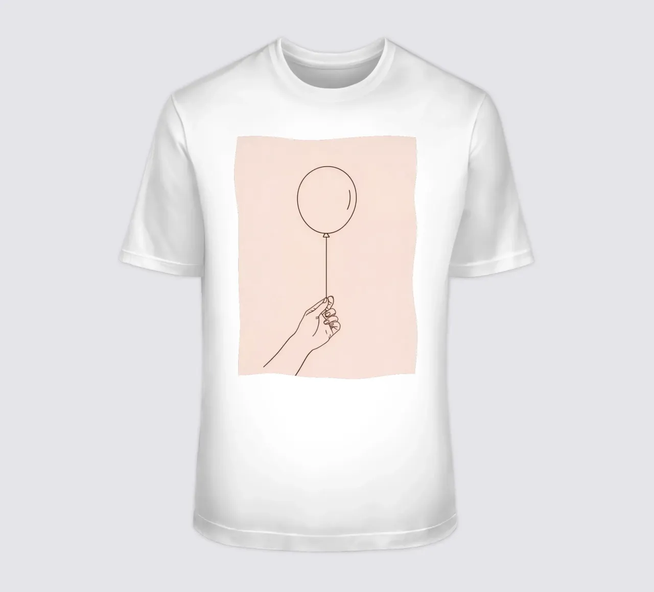 Hand holding single balloon pink pastel art symbolizes joy t-shirt by DesignDoodle