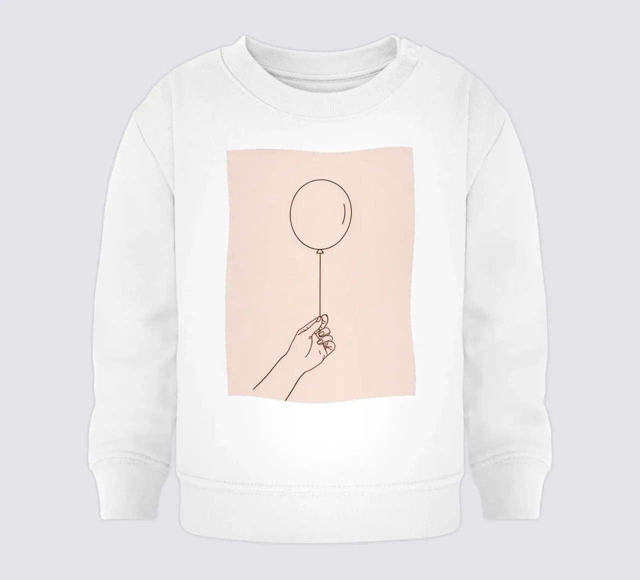 Mano che tiene un palloncino singolo rosa pastello simboleggia la gioia felpa neonato da DesignDoodle