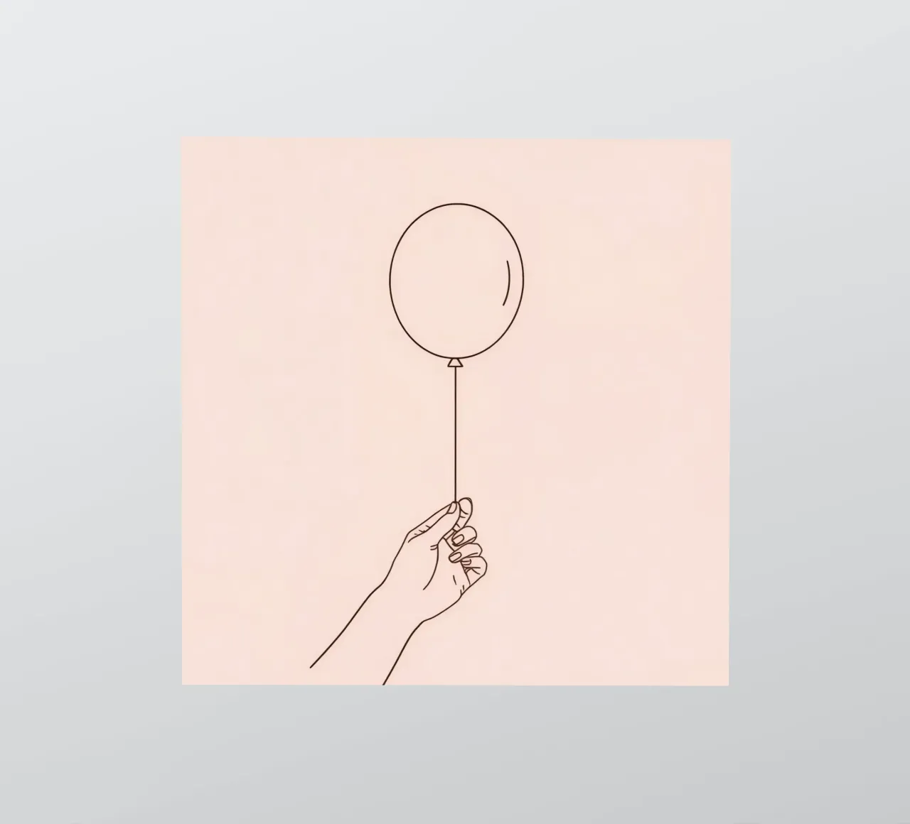 Hand holding single balloon pink pastel art symbolizes joy sticker by DesignDoodle