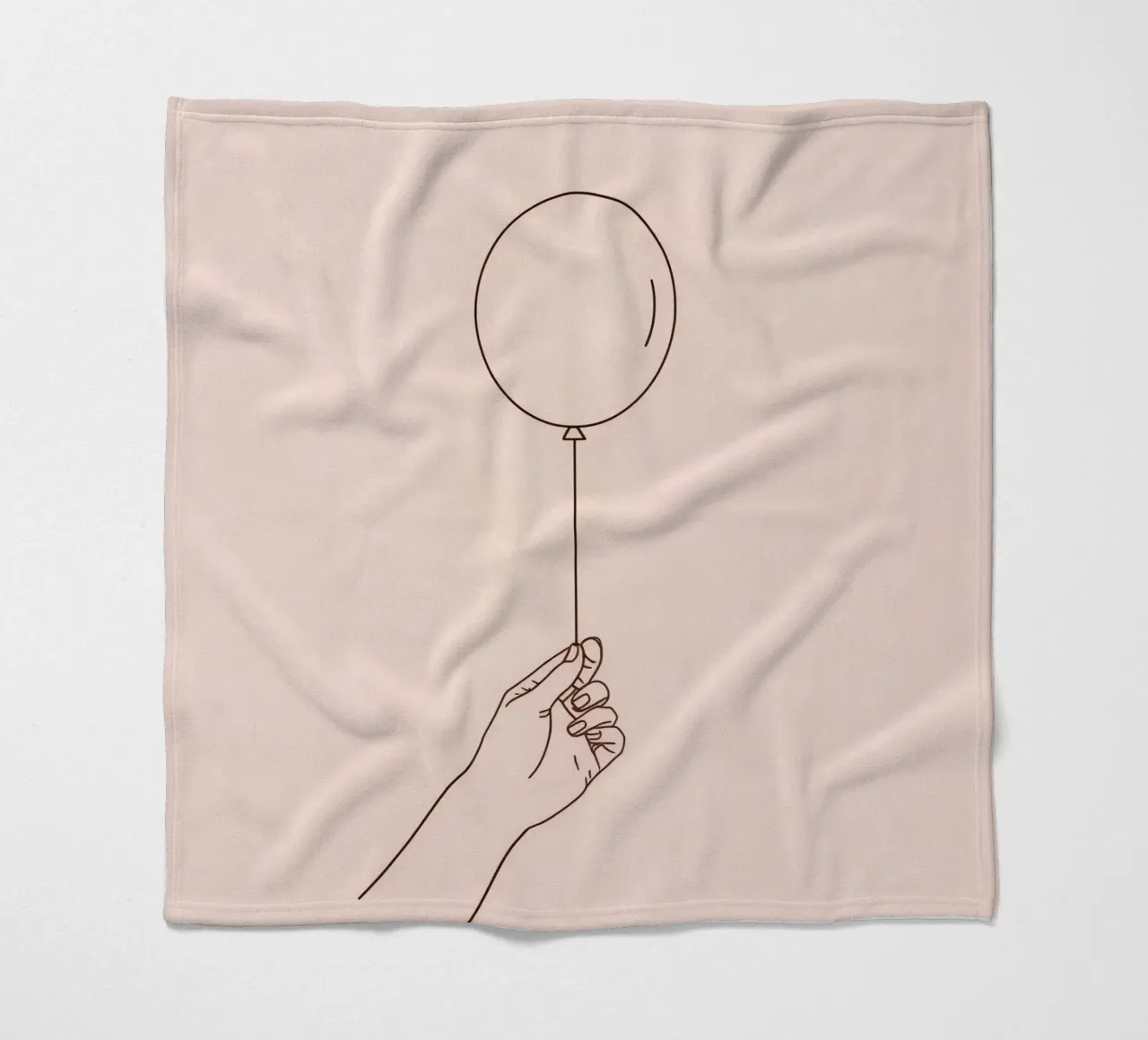 Mano che tiene un palloncino singolo rosa pastello simboleggia la gioia coperta in pile da DesignDoodle