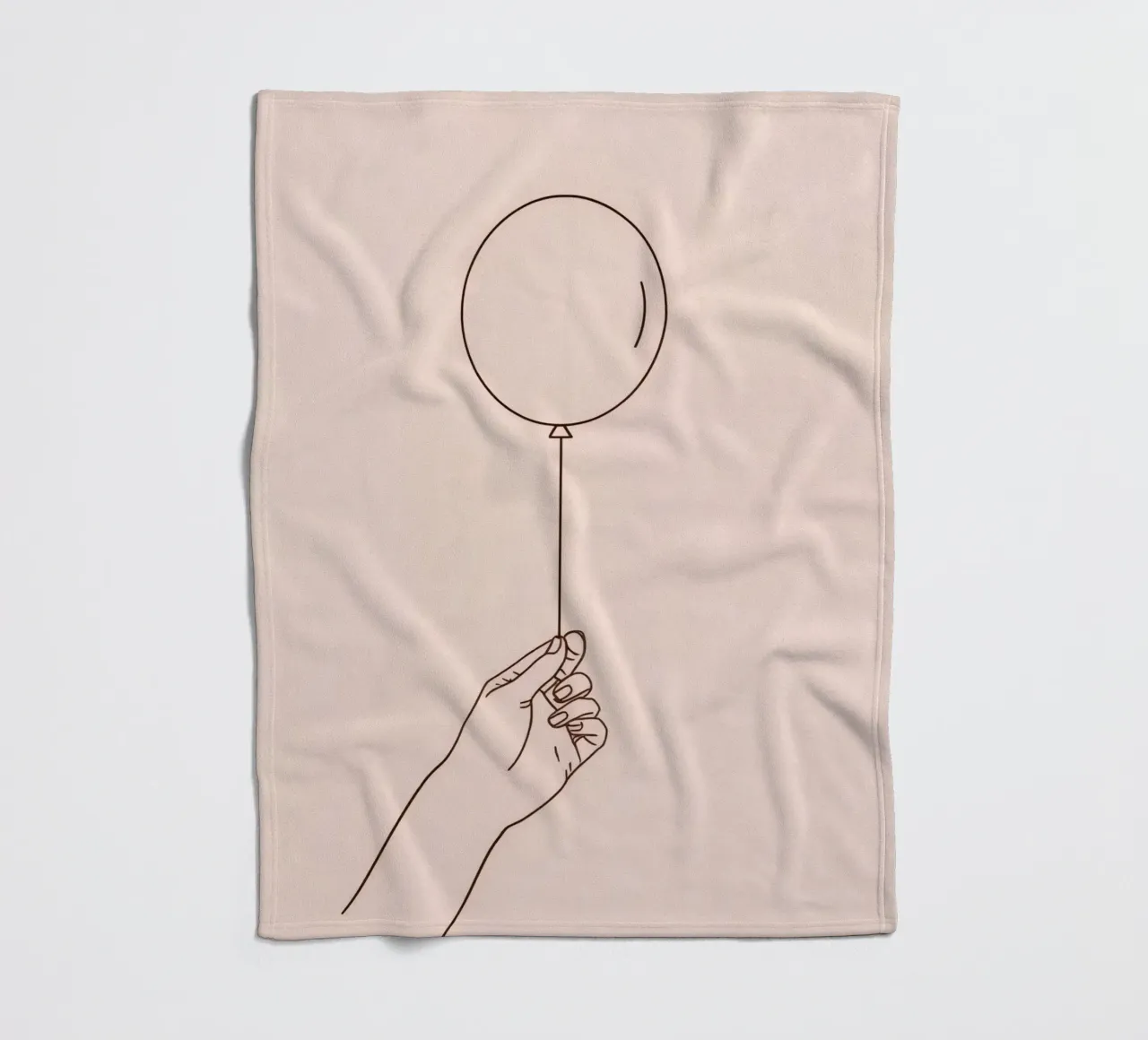Mano che tiene un palloncino singolo rosa pastello simboleggia la gioia coperta in pile da DesignDoodle
