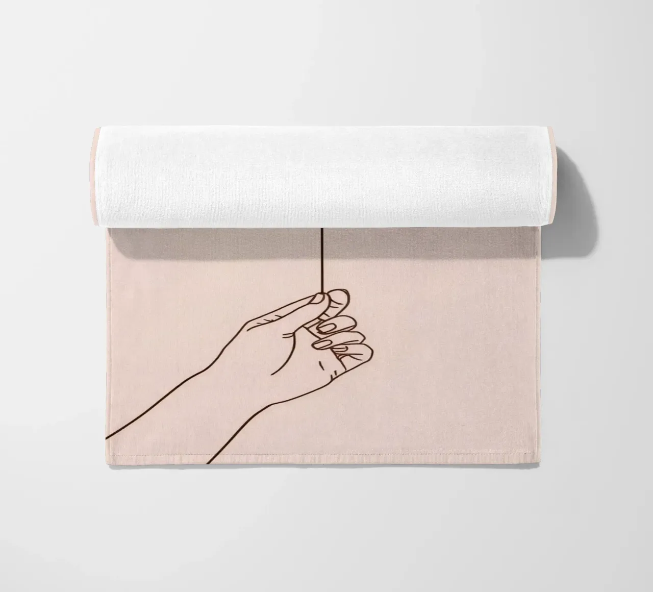 Hand holding single balloon pink pastel art symbolizes joy beach towel by DesignDoodle