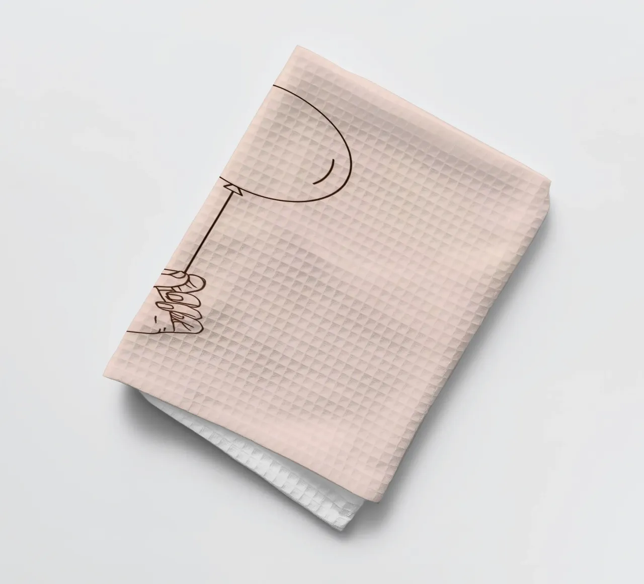 Mano che tiene un palloncino singolo rosa pastello simboleggia la gioia canovaccio da cucina da DesignDoodle