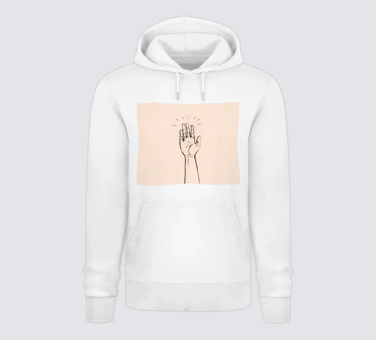 Mano alzata in segno di saluto su un semplice disegno pastello felpa con cappuccio da DesignDoodle