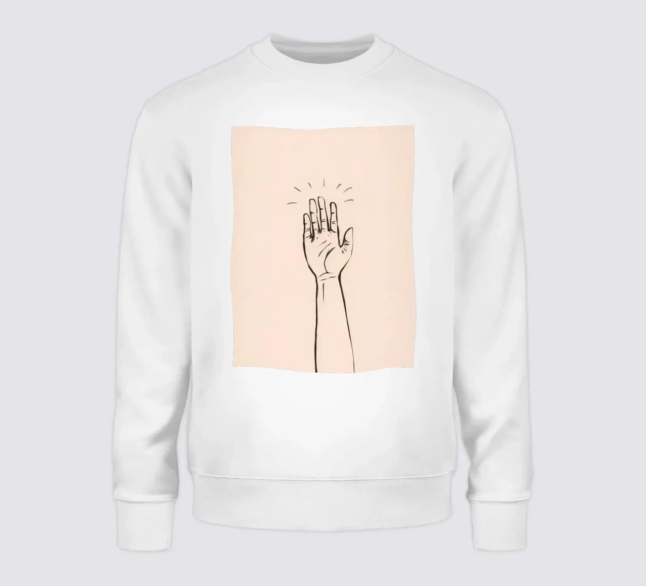 Mano alzata in segno di saluto su un semplice disegno pastello felpa da DesignDoodle