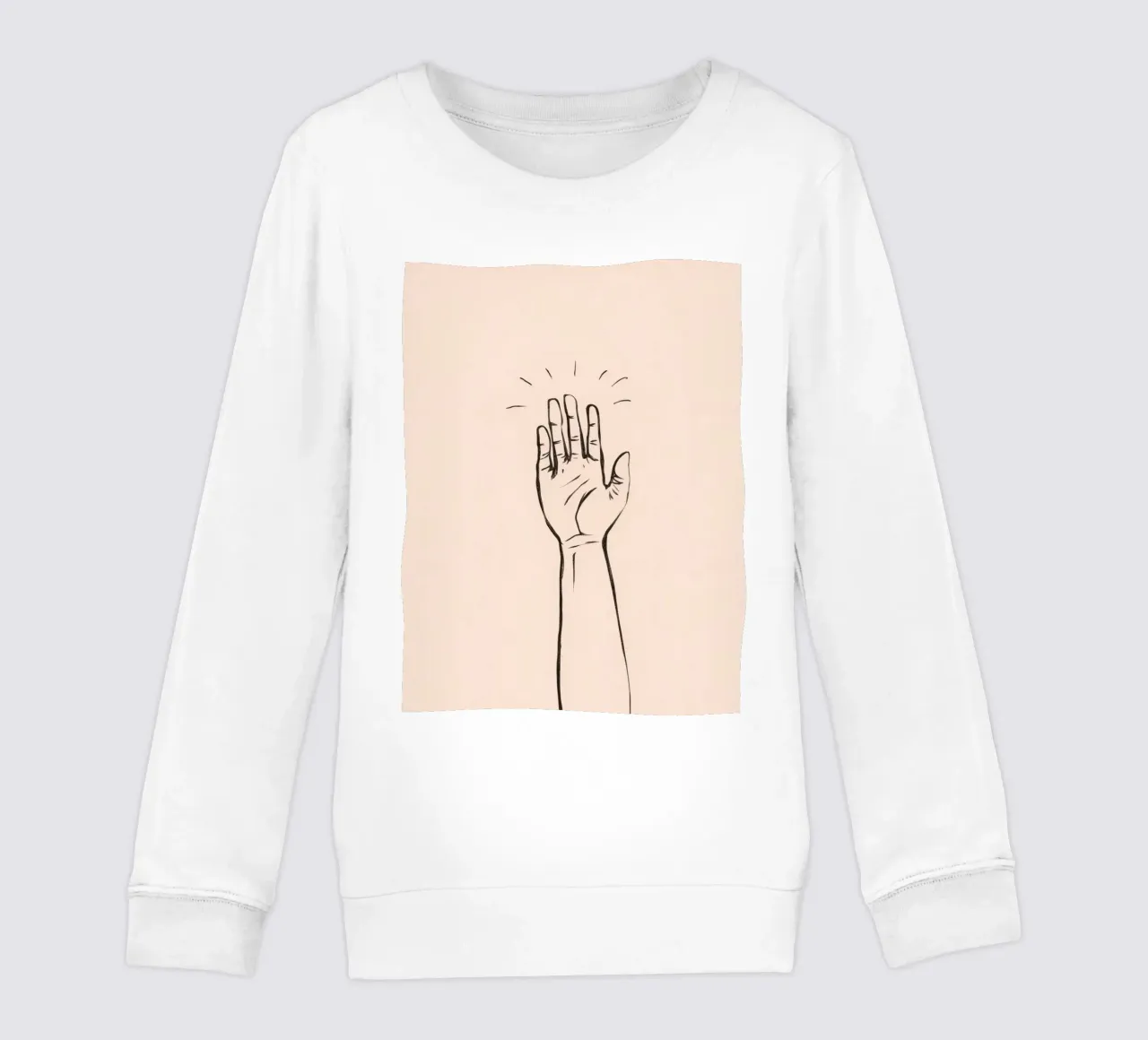 Mano alzata in segno di saluto su un semplice disegno pastello felpa bambino da DesignDoodle