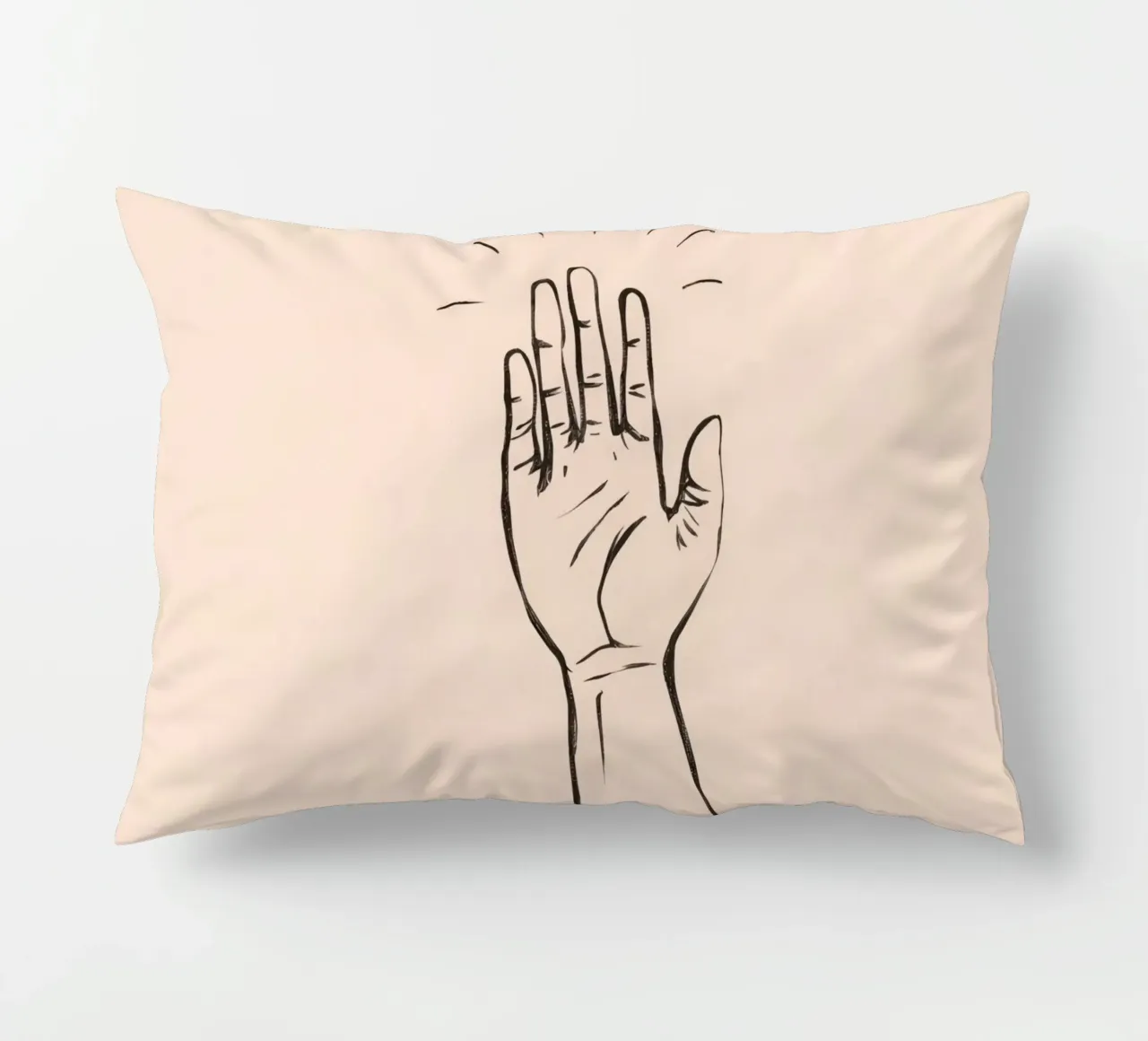 Mano alzata in segno di saluto su un semplice disegno pastello cuscino da DesignDoodle