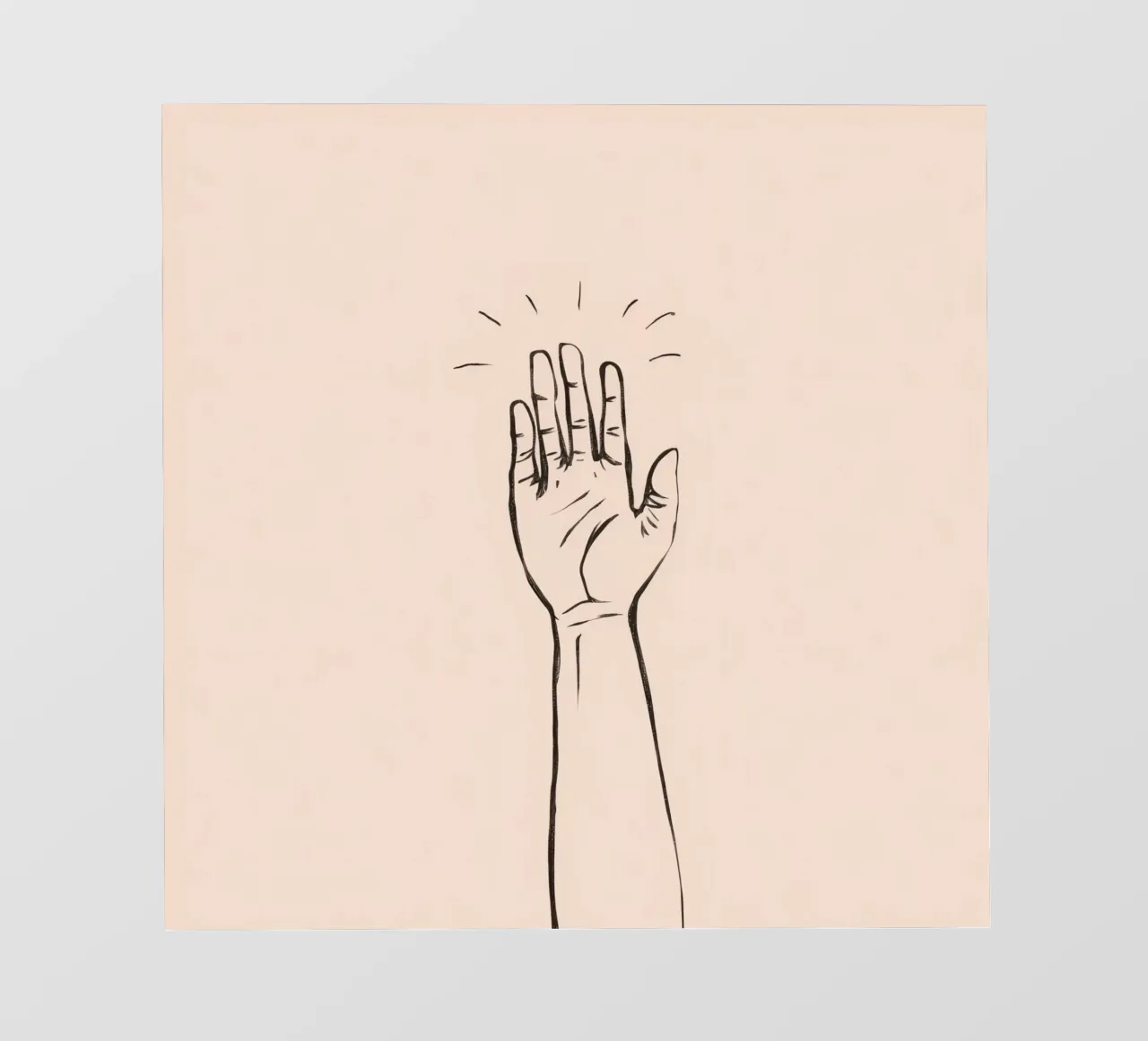 Mano alzata in segno di saluto su un semplice disegno pastello pellicola backlit da DesignDoodle