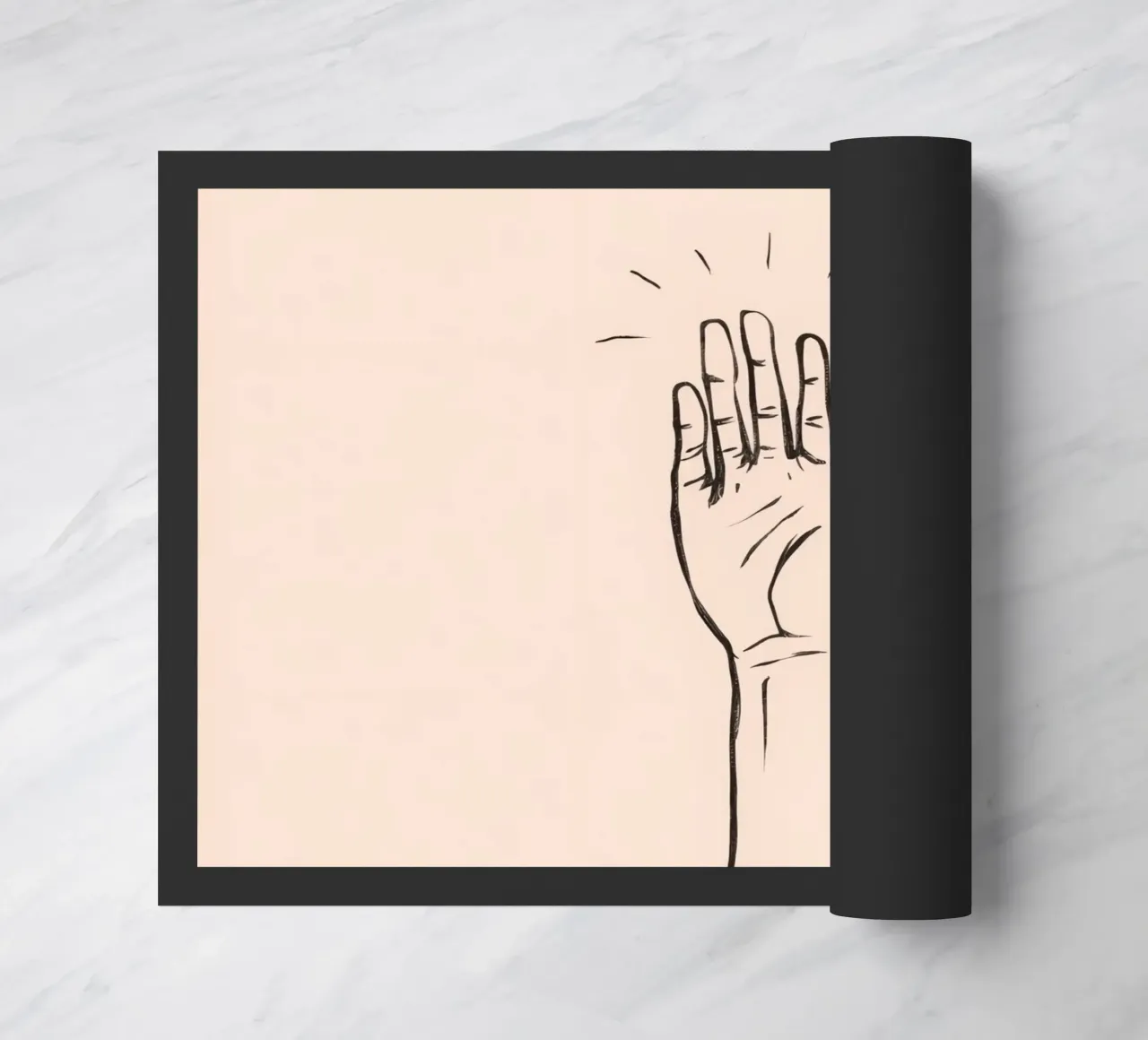 Mano alzata in segno di saluto su un semplice disegno pastello zerbino da DesignDoodle