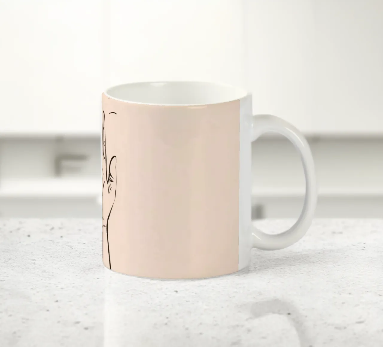Mano alzata in segno di saluto su un semplice disegno pastello tazza in ceramica da DesignDoodle
