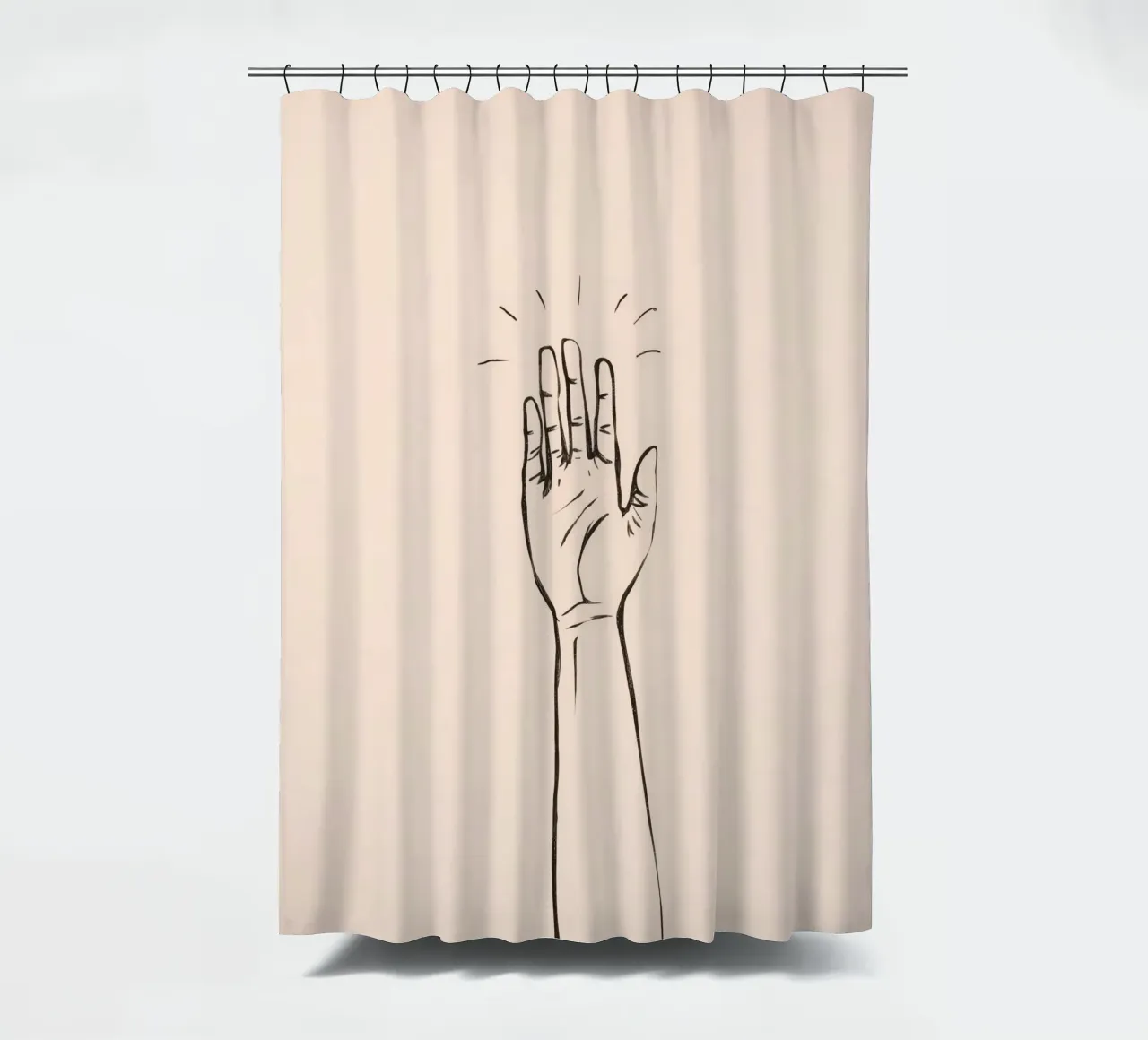 Mano alzata in segno di saluto su un semplice disegno pastello tenda da doccia da DesignDoodle