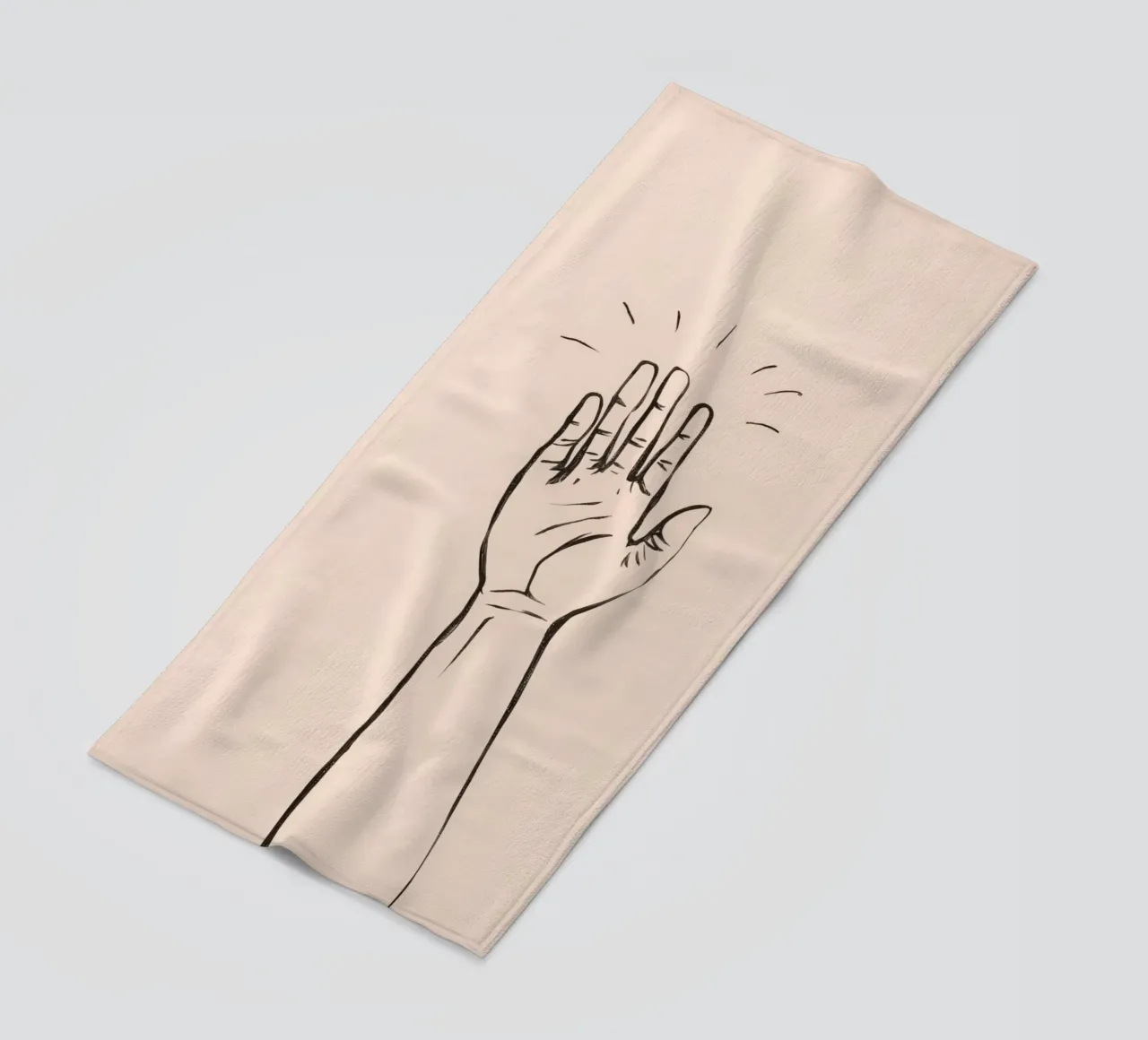 Mano alzata in segno di saluto su un semplice disegno pastello telo mare da DesignDoodle