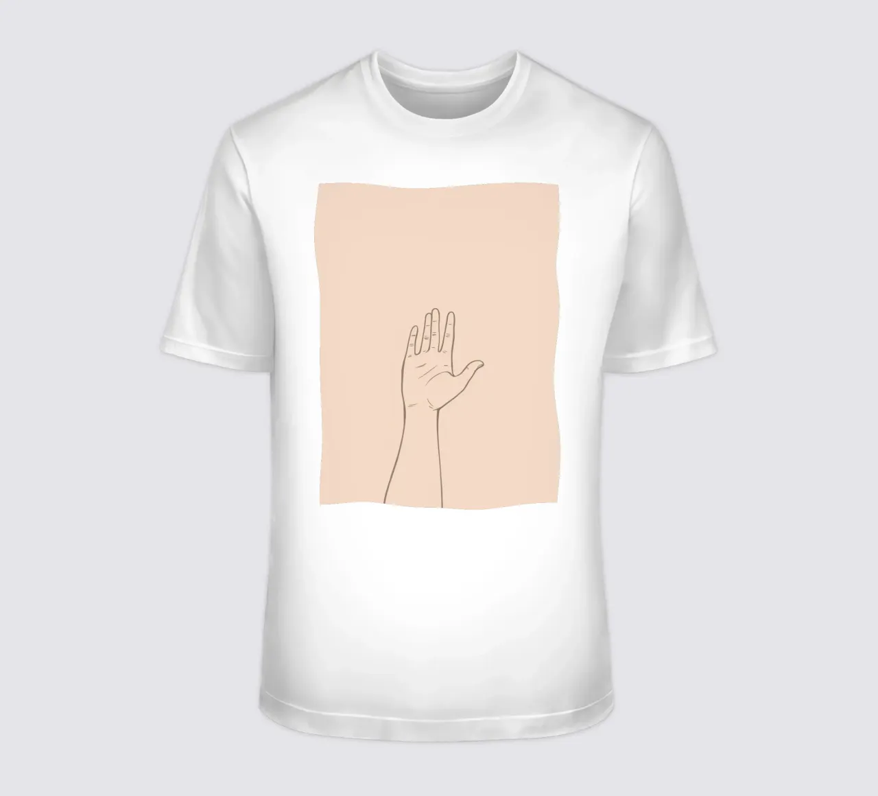 Mano alzata con sfondo pastello che simboleggia la comunicazione t-shirt da DesignDoodle