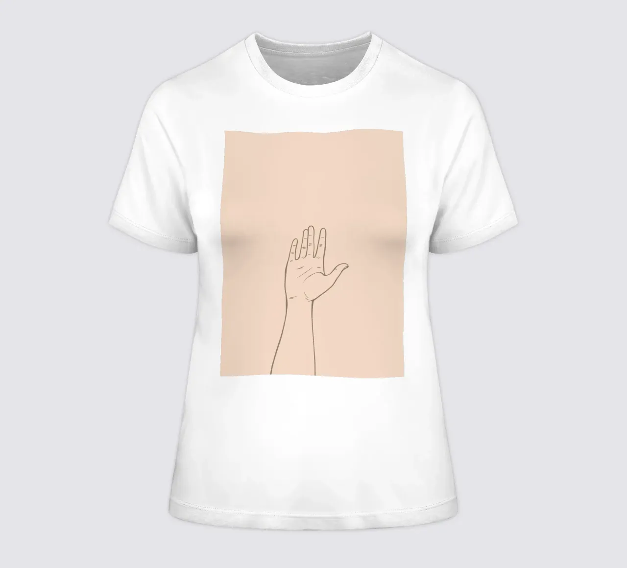 Hand raised with pastel background symbolizing communication women's fitted t-shirt by DesignDoodle