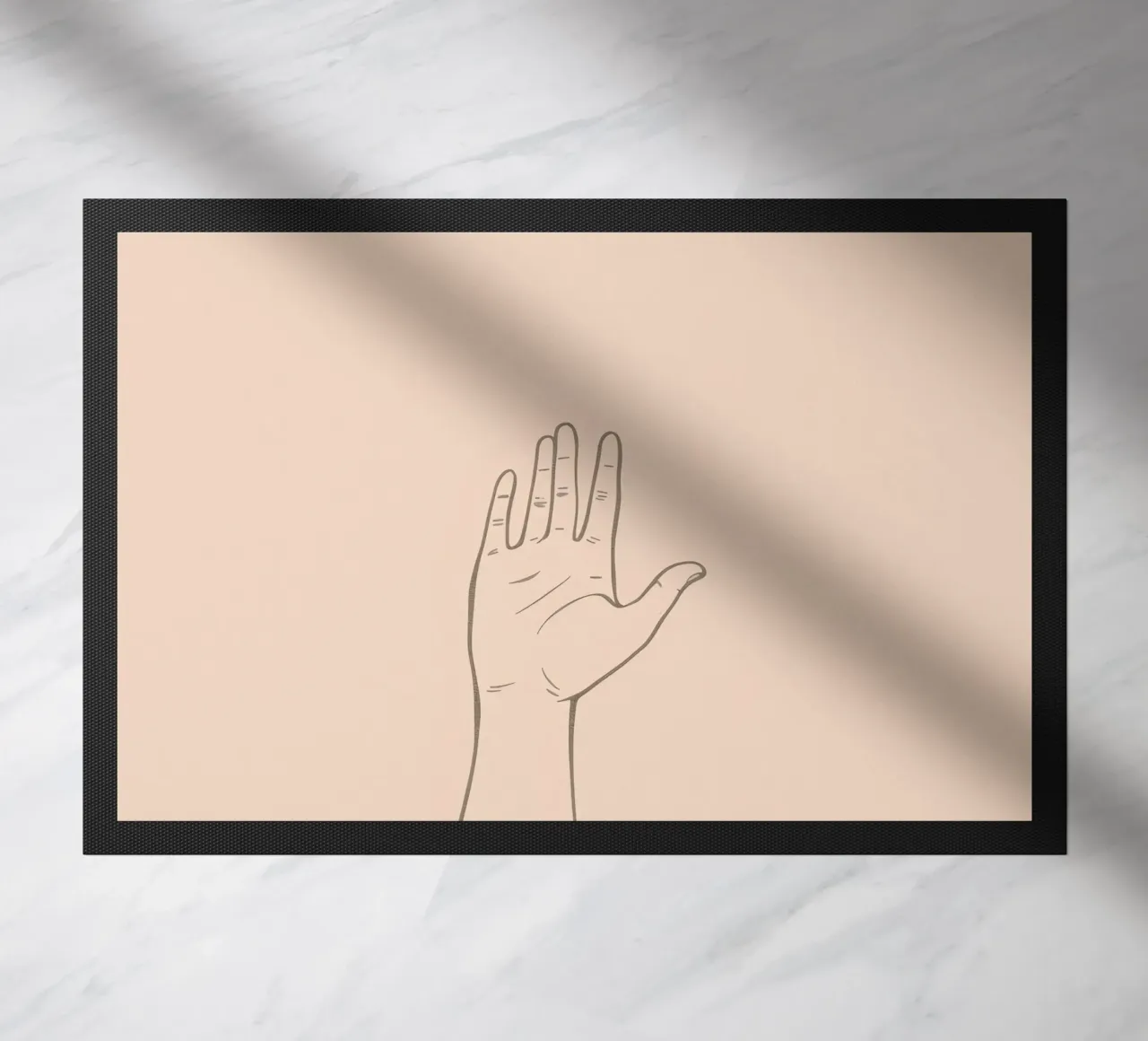 Hand raised with pastel background symbolizing communication doormat by DesignDoodle