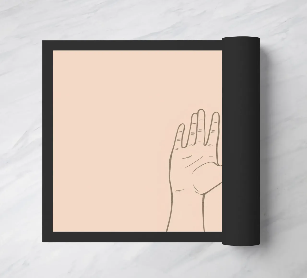 Hand raised with pastel background symbolizing communication doormat by DesignDoodle