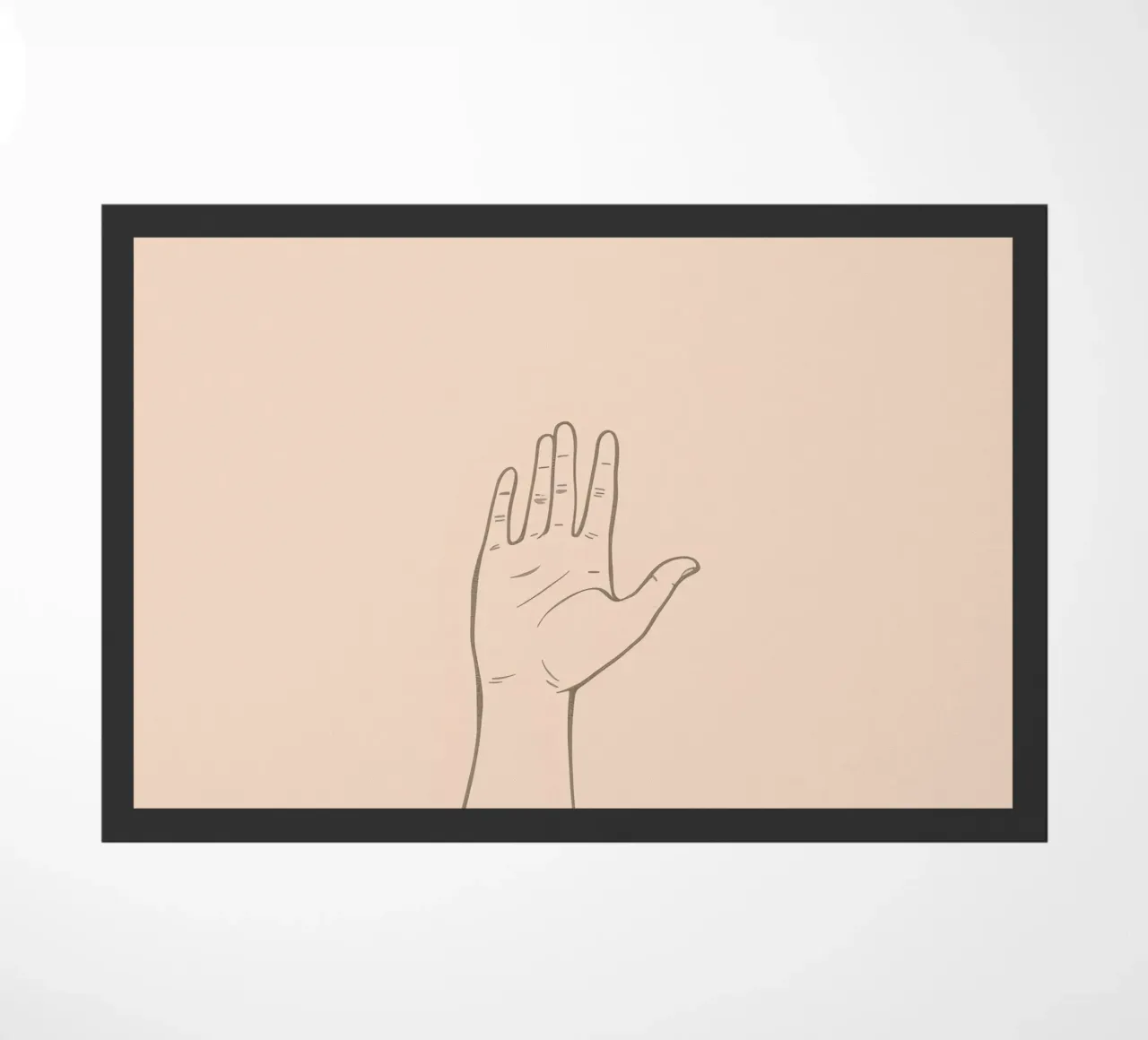 Hand raised with pastel background symbolizing communication doormat by DesignDoodle