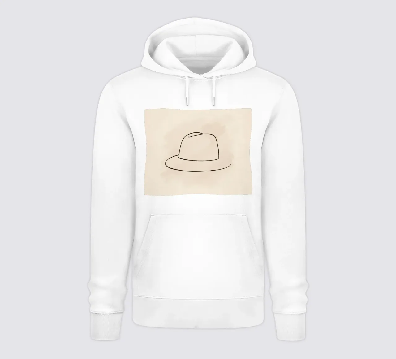 Semplice stile disegnato a mano di un cappello classico su un'arte morbida e pastello felpa con cappuccio da DesignDoodle