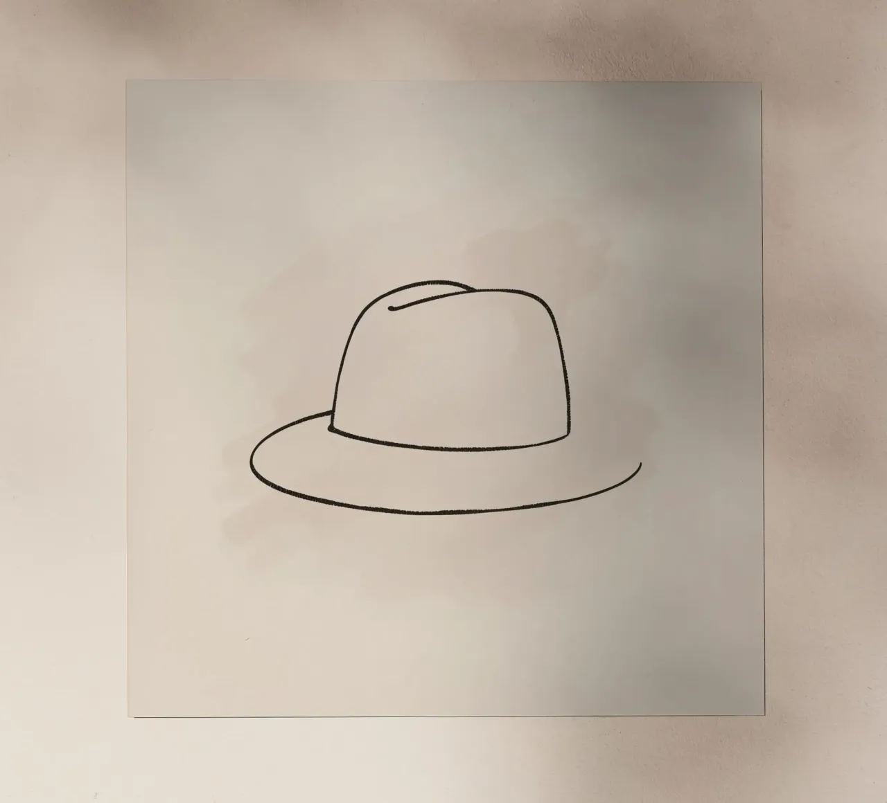 Semplice stile disegnato a mano di un cappello classico su un'arte morbida e pastello pellicola backlit da DesignDoodle