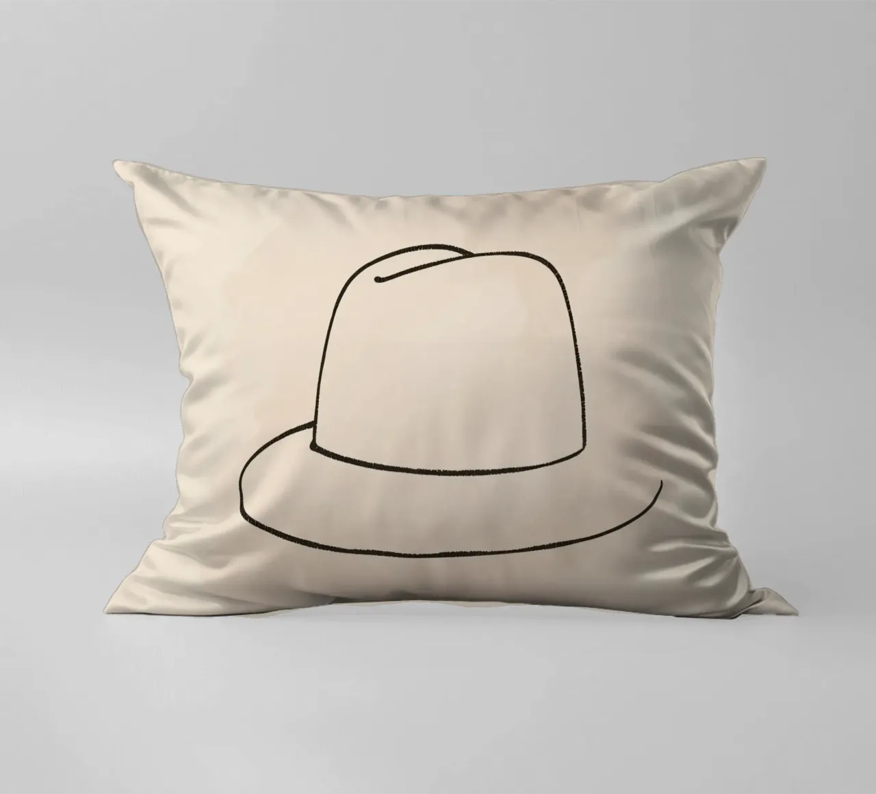 Semplice stile disegnato a mano di un cappello classico su un'arte morbida e pastello cuscino da DesignDoodle