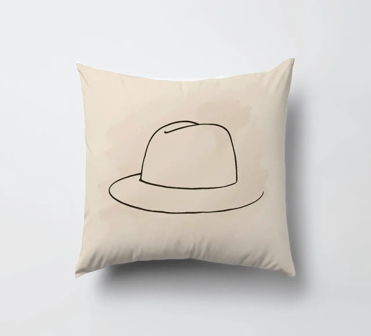 Semplice stile disegnato a mano di un cappello classico su un'arte morbida e pastello cuscino da DesignDoodle