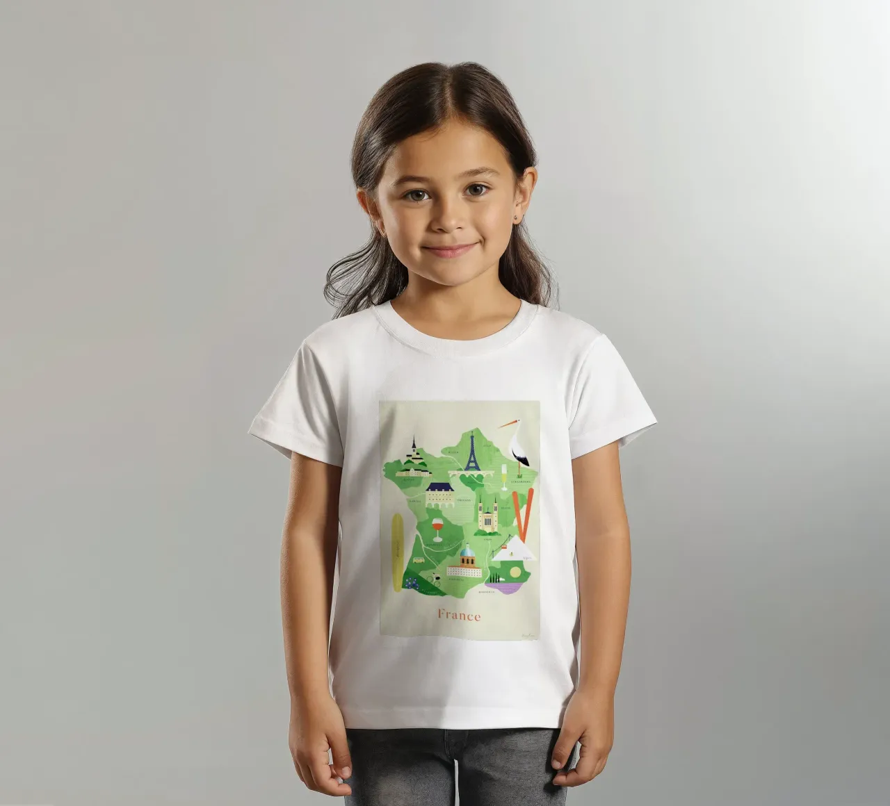 Map Of France kids t-shirt by Henry Rivers