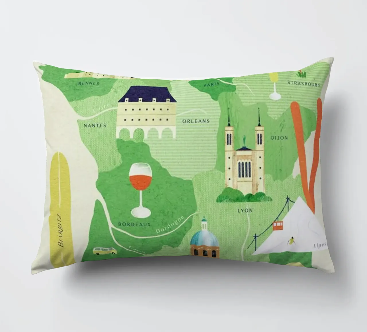 Map Of France cuscino da Henry Rivers