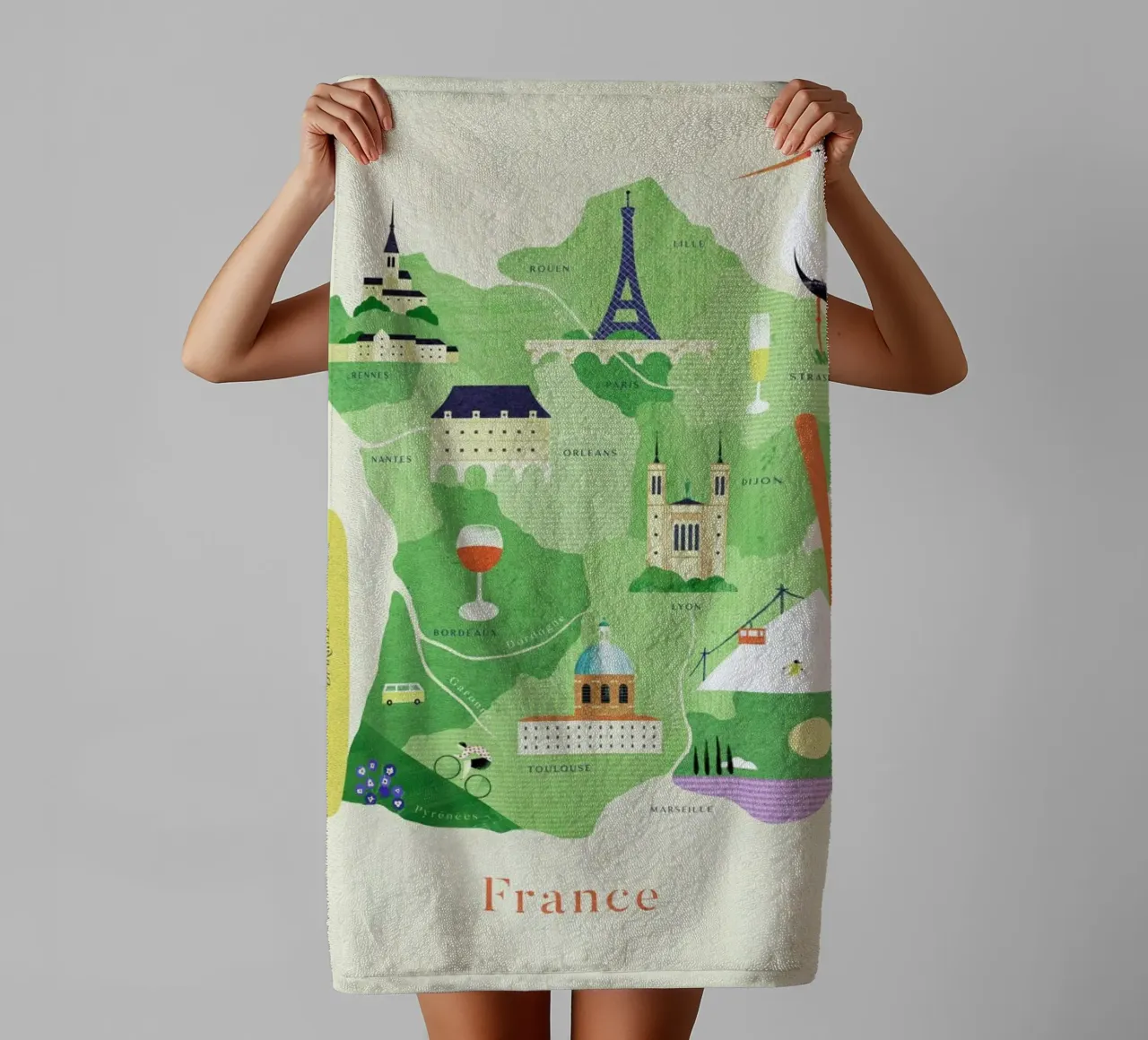 Map Of France asciugamano da bagno da Henry Rivers
